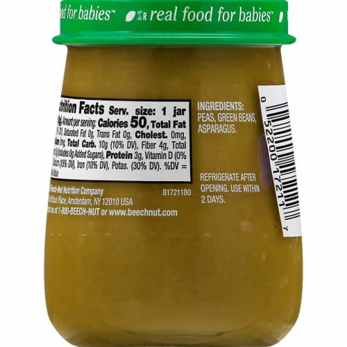 Beech-Nut Naturals Peas Green Beans & Asparagus Stage 2 Baby Food Perspective: back