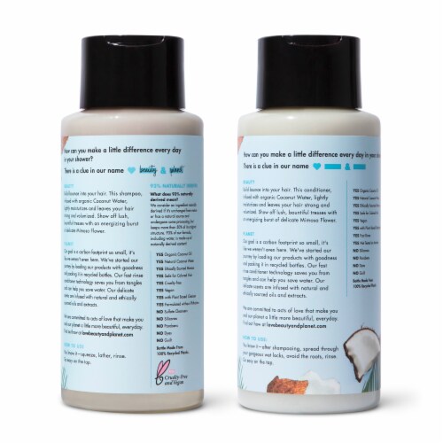 Love Beauty & Planet Sulfate-Free Coconut Water & Mimosa Flower Shampoo & Conditioner for Fine Hair Perspective: back