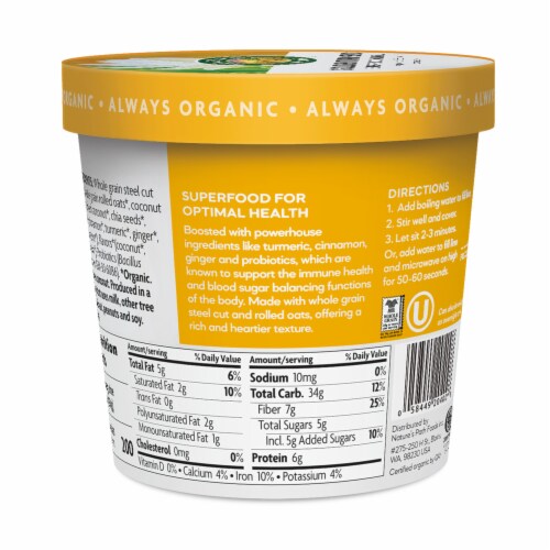 Nature's Path Organic Turmeric Oats 1.76oz Cup Perspective: back