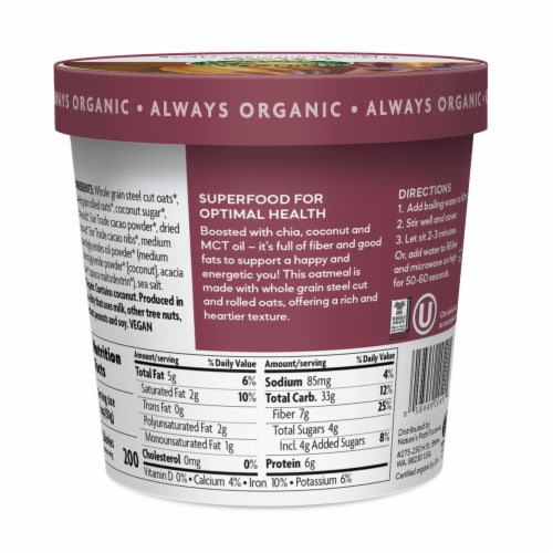 Nature's Path Organic Cacao Oats 1.76oz Cup Perspective: back
