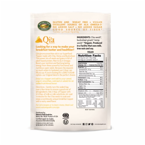Nature's Path Qi'a Organic Original Cereal 8oz Pouch Perspective: back