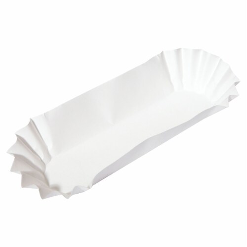 Fluted Hot Dog Trays, 6 x 2 x 2, White, Paper, 500/Sleeve, 6 Sleeves/Carton