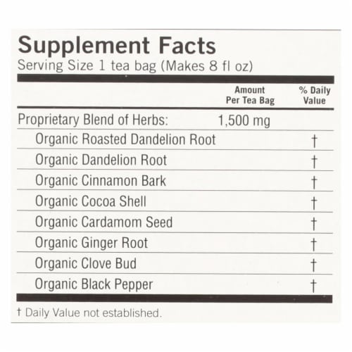 Yogi Tea - Organic - Roasted Dandelion Spice DeTox - 16 Tea Bags - 1 Case Perspective: back