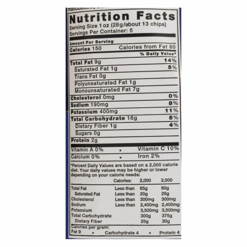 Kettle® Sea Salt and Vinegar Potato Chips - 5 oz. bag Perspective: back