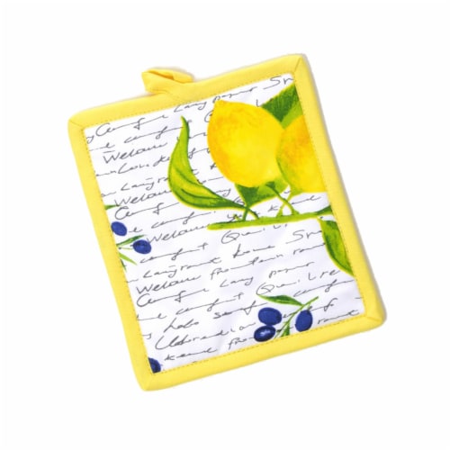 Stephan Roberts 7" x 8" 100% Cotton Pot Holder - Lemons Perspective: back