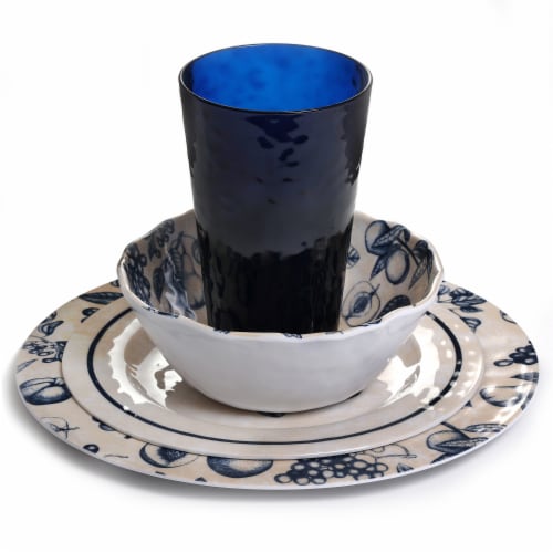 Stephan Roberts 16ct. Melamine Dinner Set. SKETCHED FRUIT Perspective: back