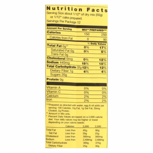 Pamela's Products - Vanilla Cake - Mix - Case of 6 - 21 oz. Perspective: back