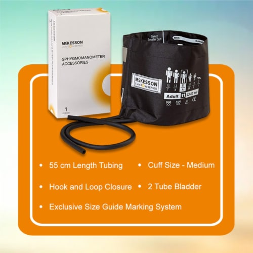 McKesson LUMEON Adult Cuff Arm Reusable Blood Pressure Cuff 01-845-11ABK-2GM Black 1 per Box Perspective: back