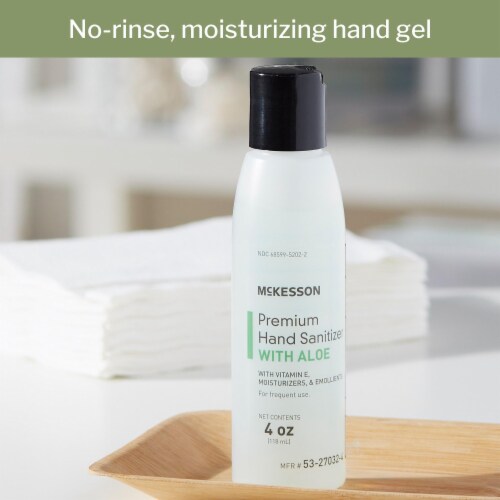 McKesson Premium Ethyl Alcohol Spring Water Scent Hand Sanitizer with Aloe 4 oz. Bottle 1 Ct Perspective: back