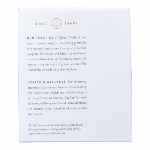 Rishi Organic Tea - Earl Grey - Case of 6 - 15 Bags Perspective: back