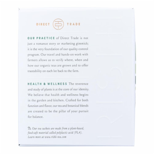 Rishi Organic Green Tea - Sencha - Case of 6 - 15 Bags Perspective: back