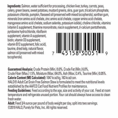 HALO Grain Free Natural Salmon Stew Wet Cat Food Perspective: back