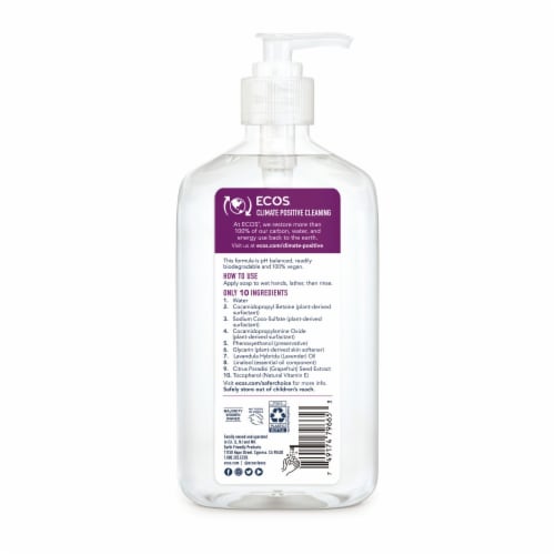 ECOS® Plant Powered Hypoallergenic Lavender Hand Soap Perspective: back