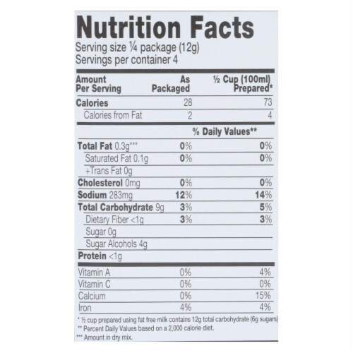 Simply Delish Chocolate Pudding & Pie Filling  - Case of 6 - 1.7 OZ Perspective: back