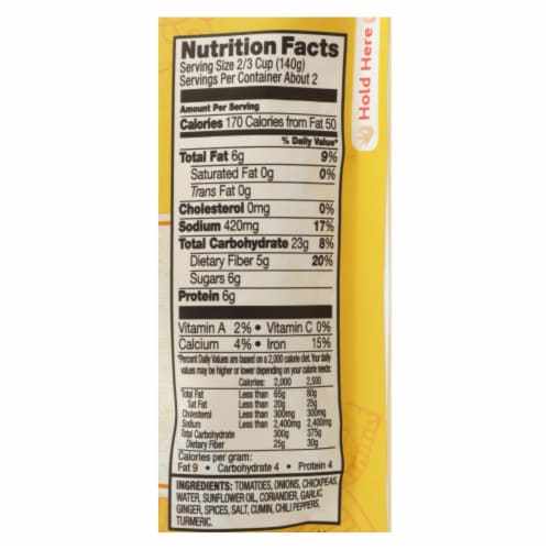 Tasty Bite® Organic Channa Masala Microwave Entree Perspective: back