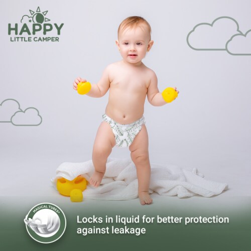 Happy Little Camper Ultra-Absorbent Hypoallergenic Natural Baby Diapers, Size 2, 216 Count Perspective: back