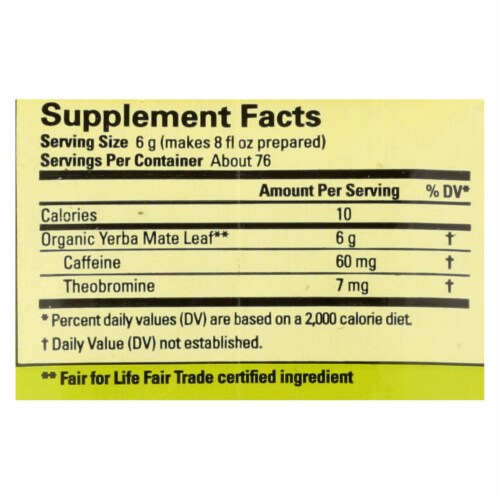 Ecoteas Organic Yerba Mate Unsmoked Green Energy Loose Tea - Case of 6 - 1 lb. Perspective: back