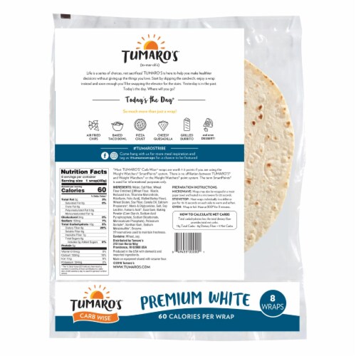 Tumaro'S 8-inch Premium White Carb Wise Wraps - Case of 6 - 8 CT Perspective: back