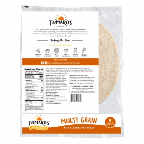 Tumaro'S 8-inch Multi Grain Carb Wise Wraps - Case of 6 - 8 CT Perspective: back