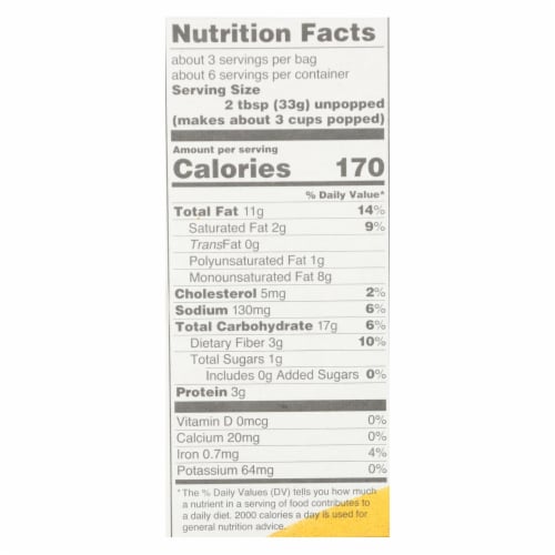 Quinn - Microwave Popcorn - Butter and Sea Salt - Case of 6 - 6.9 oz. Perspective: back