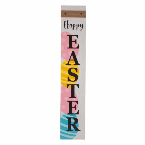Glitzhome 42 H Wooden HAPPY EASTER Porch Sign Perspective: back