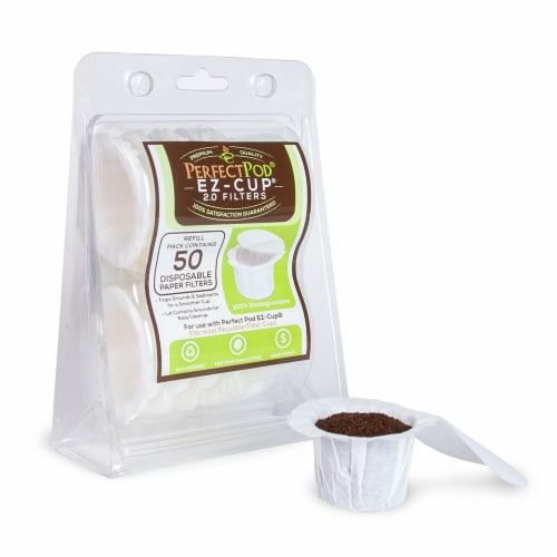 EZ-Cup Disposable Paper Filters with Patented Lid Design for Reusable Coffee Pods 16-Pack Perspective: back