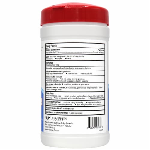 Pharma-C-Wipes 70% Isopropyl Alcohol Wipes - 40 CT (Case of 6) Perspective: back