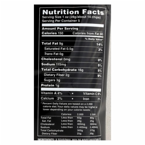 Terra Chips Exotic Vegetable Chips - Original - Case of 12 - 5 oz. Perspective: back
