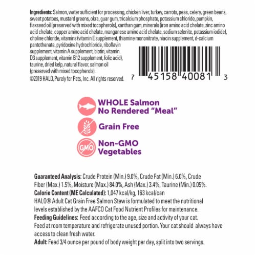 Halo Grain Free Natural Salmon Stew Wet Cat Food Perspective: back