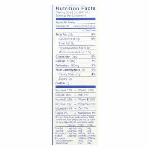 Almond Breeze - Almond Milk - Unsweetened Vanilla - Case of 12 - 32 fl oz. Perspective: back