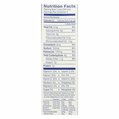 Almond Breeze - Almond Milk - Original - Case of 12 - 32 fl oz. Perspective: back