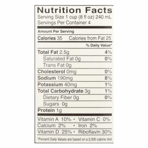 Pacific Natural Foods Almond Vanilla - Unsweetened - Case of 12 - 32 Fl oz. Perspective: back