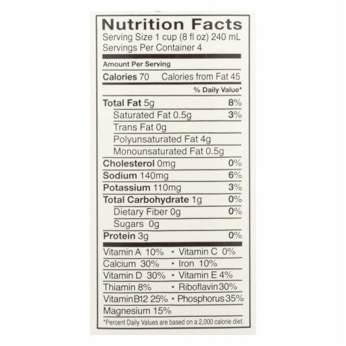 Pacific Natural Foods Hemp Vanilla - Unsweetened - Case of 12 - 32 Fl oz. Perspective: back