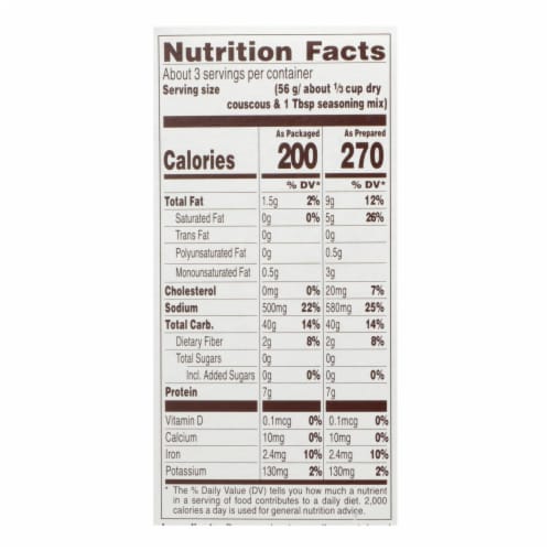 Near East Couscous Roasted - Olive Oil and Garlic - Case of 12 - 5.8 oz. Perspective: back