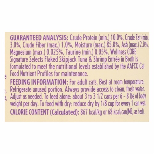 Wellness Pet Products Cat - Can - Tuna - Shrimp - Signature Selects - Case of 12 - 2.8 oz Perspective: back