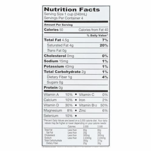 So Delicious Coconut Milk Beverage - Unsweetened Vanilla - Case of 12 - 32 Fl oz. Perspective: back