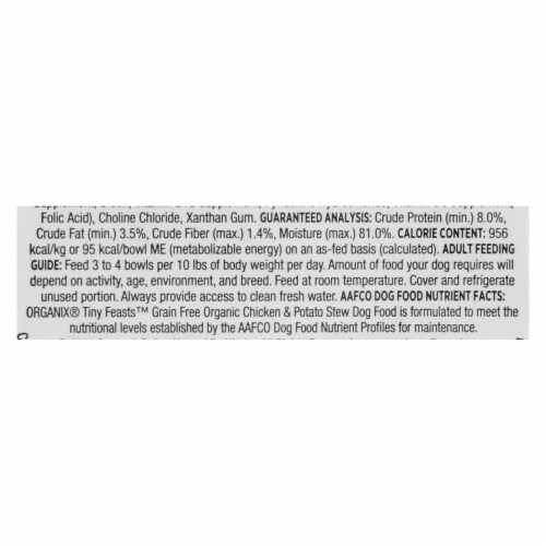 Castor and Pollux Dog - Organic - Tiny Feasts - Chicken - Case of 12 - 3.5 oz Perspective: back