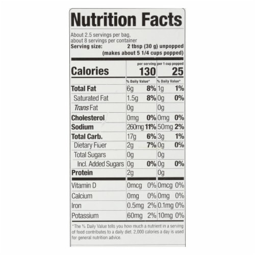 Skinnypop Popcorn - Popcorn Micro Sea Salt 3pk - Case of 12 - 3/2.8 OZ Perspective: back