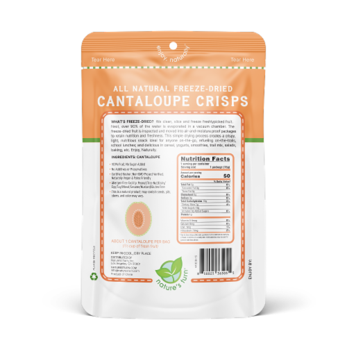Freeze-Dried Cantaloupe Crisps 15g (.53oz) - 12-PACK Perspective: back