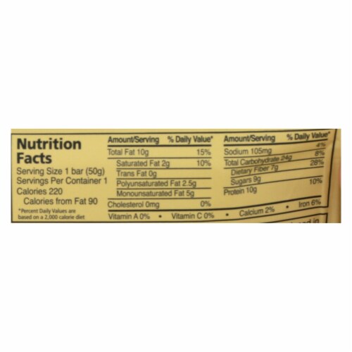 Zing Bars - Nutrition Bar - Peanut Butter Chocolate Chip - 1.76 oz Bars - Pack of 12 Perspective: back