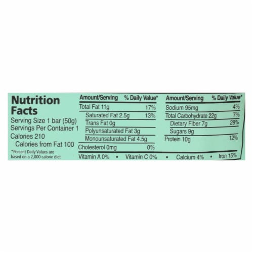 Zing Bars - Nutrition Bar - Dark Chocolate Sunflower Mint - Nut Free - 1.76 oz - Pack of 12 Perspective: back