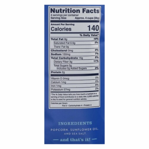 Live Love Pop Delicious Gourmet Popcorn Sea Salt- Case of 12 - 4.4 OZ Perspective: back
