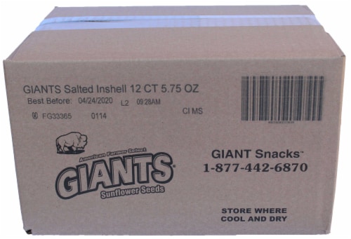 Giants Original Roasted and Salted Sunflower Seeds Snacks, 5.75 Ounce -- 12 per case Perspective: back