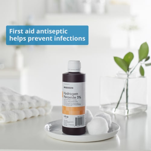 McKesson Antiseptic Hydrogen Peroxide 4 oz. Bottle Topical Liquid 3% Strength , 24 Ct Perspective: back
