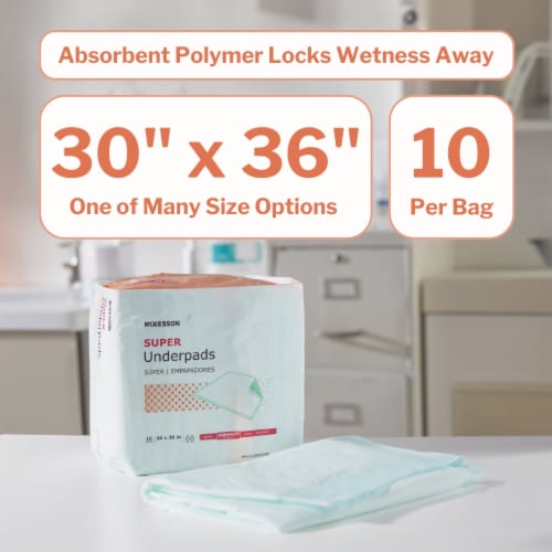 McKesson Super Underpads for Incontinence, Moderate Absorbency - 30 in x 36 in, 100 Ct Perspective: back