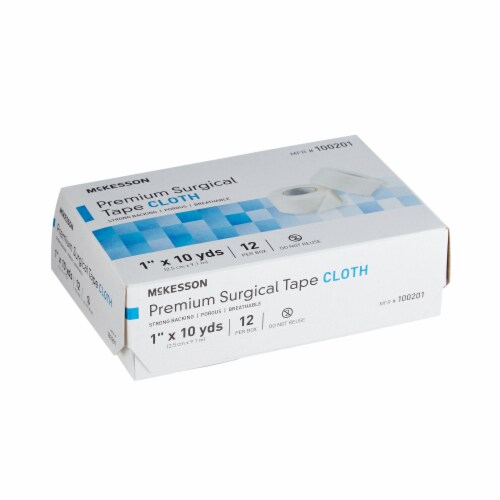 McKesson White Silk-Like Cloth Medical Tape 1  x 10 Yd 10 Boxes, 12 Rolls/Box Perspective: back