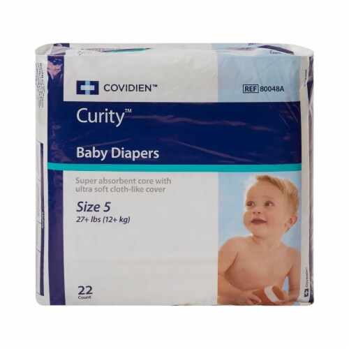 Curity Baby Baby Diaper Size 5, Over 27 lbs. 80048A, 22 Ct Perspective: back