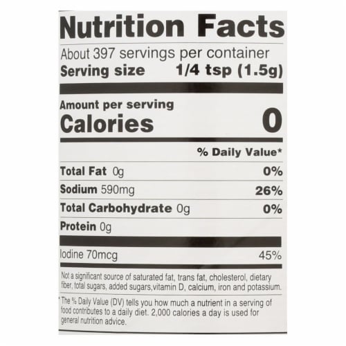 Hain Sea Salt - Iodized - Case of 8 - 21 oz Perspective: back