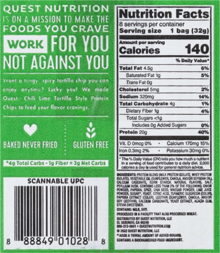 Quest® Tortilla Style Chili Lime Protein Chips Perspective: back