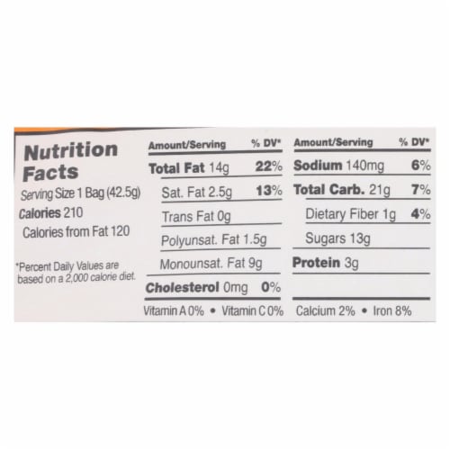 Sahale Tangerine Vanilla Cashew Macadamia Glazed Mix  - Case of 9 - 1.5 OZ Perspective: back